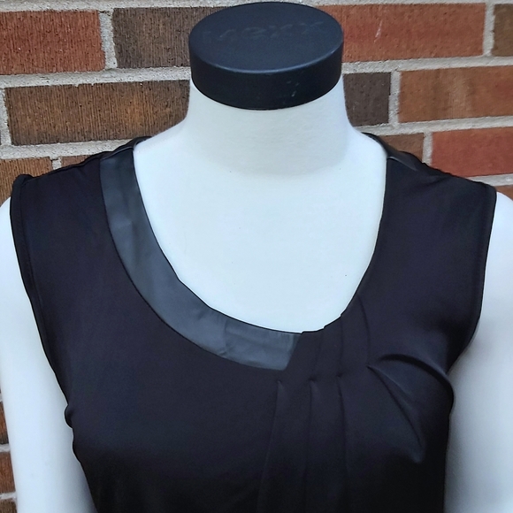 Kenneth Cole Reaction Black Dress w/ faux Leather - Picture 3 of 9